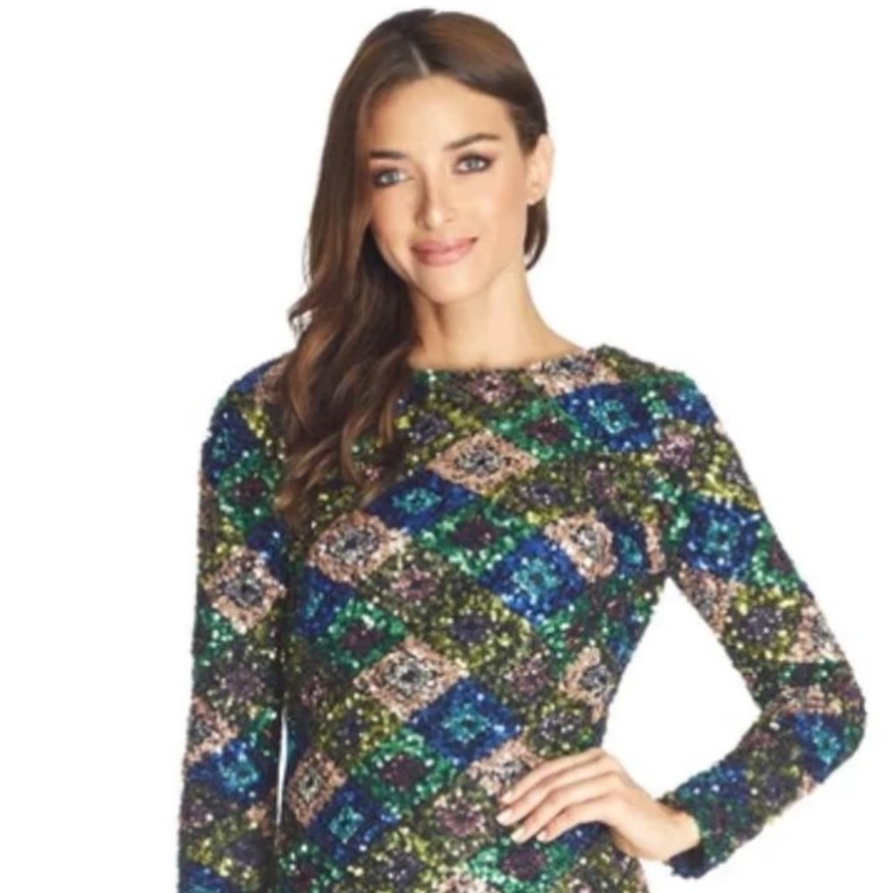 Dress The Population Kensie Sequins Cowl Back Dress, Multi, XL